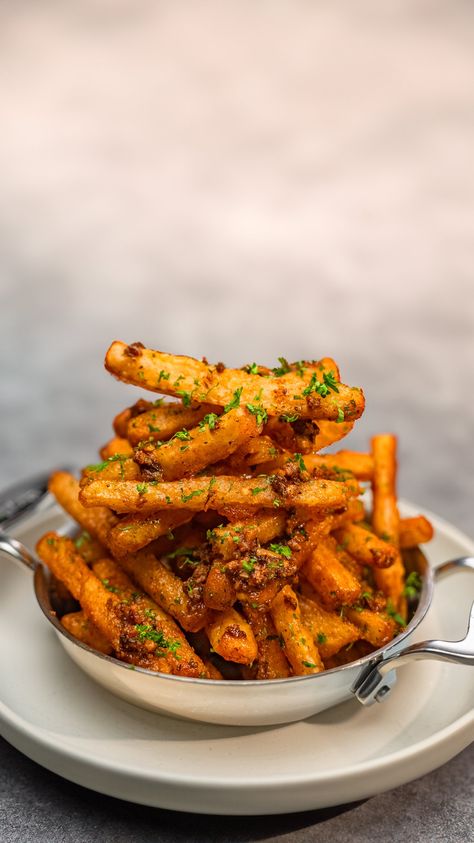 Full recipe including ingredients, measurements, visuals, step by step process and video can be found on my website! Creole Butter, Deep Fried French Fries, Dry Oregano, Creole Chicken, Dirty Fries, Cajun Spice, French Fries Recipe, Recipes Restaurant, Creole Cooking