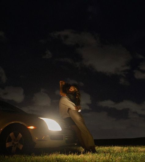 Couples In Cars Night, Drive In Movie Photoshoot, Night Time Couples Photoshoot, Photos At Night, Storyboard Inspiration, Couple In Car, Anniversary Post, Night Engagement Photos, Couples Music