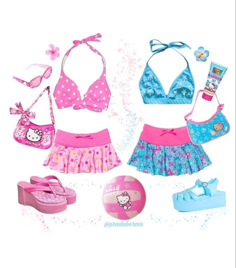 Barbie Summer, Gyaru Fashion, Outfit Collage, Malibu Barbie, 2000s Fashion Outfits, Cute Swimsuits, Really Cute Outfits, Kawaii Clothes, 2000s Fashion