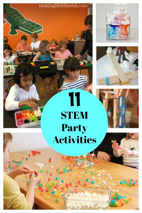 11 Fun STEM Activities Kids Will Want to Do | Making Life Blissful Stem Birthday Party Activities, Engineer Party Ideas, Engineer Birthday Party Ideas, Engineering Birthday Party Ideas, Steam Party Ideas, Stem Cake Ideas, Birthday Stem Activities, Engineering Party Ideas, Stem Themed Birthday Party