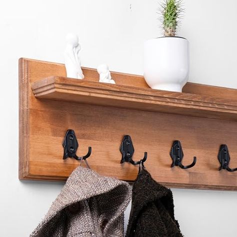 Coat Rack With Shelf (Choose Your Length) Towel Rack Entryway Organizer Wall Mounted Hooks Floating Hallway Shelves Wooden Entry Coatrack Farmhouse Rustic Wood Hook Keys (48 inch, Oak) Hallway Shelves, Entryway Organizer Wall, Hallway Shelf, Coat Rack With Shelf, Entryway Organizer, Coat Rack Shelf, Wall Mounted Hooks, Entryway Organization, Farmhouse Rustic