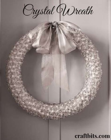 DIY Crystal Wreath — craftbits.com Crystal Wreath, Crystal Garland, Wreath Project, Martha Stewart Crafts, Decorating Diy, Diy Wreaths, Seasonal Wreaths, Diy Crystals, Floral Supplies