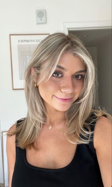 Shoulder Length Hair Blonde, Shoulder Haircut, Medium Length Blonde Hair, Beige Blonde Hair, Medium Blonde Hair, Summer Blonde Hair, Blonde Hair With Bangs, Blonde Hair Inspiration, Blonde Hair Looks