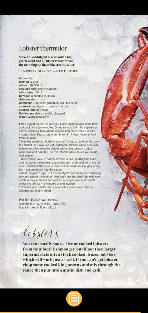 Thermidor Sauce Recipes, Thermidor Sauce, Lobster Thermidor Recipe, Lobster Thermidor, Lobster Dishes, How To Cook Lobster, Christmas Prep, Lemon Wedge, Crusty Bread