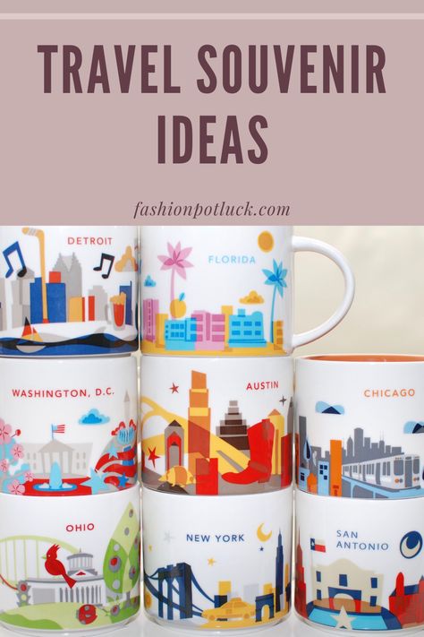 Traveling Souvenirs Ideas, Souvenir Design, Travel Souvenirs Ideas, Coffee Souvenir, Mug Souvenir Packaging Ideas, Souvenir Ideas, Display Shelves Decor, New York Souvenirs Gift, Mug Souvenir