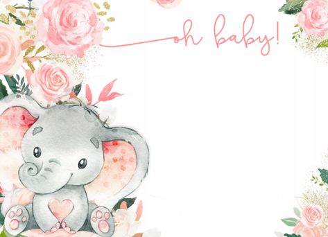 Floral Elephant Baby Shower Invitations for a Girl | Zazzle.com Ho Baby, Baby Elephant Drawing, Girl Shower Themes, Baby Shower Favors Girl, Elephant Baby Shower Invitations, Baby Shower Invitaciones, Baby Frame