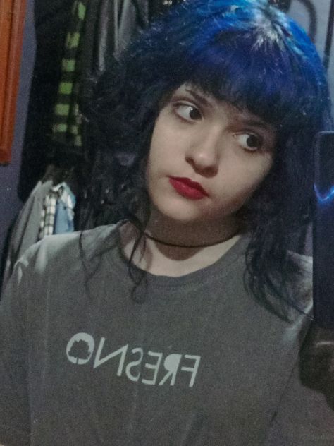 Ramona Flowers Haircut Curly, Hair Styles For Characters, Ramona Flowers Haircut, Blue Hair Cosplay, Ramona Flowers Hair, At Home Haircut, Home Haircut, Haircut Aesthetic, Anime Blue Hair