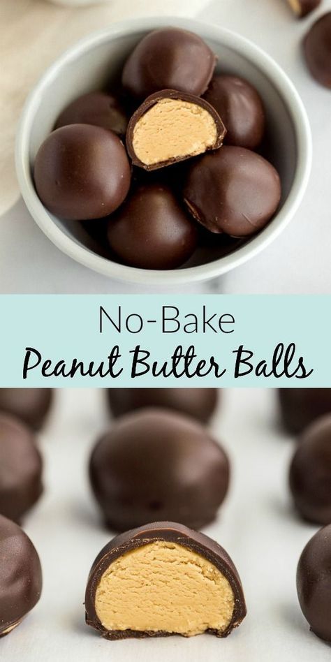 No Bake Peanut Butter Balls, Peanut Butter Ball, Chocolate Peanutbutter, Peanut Butter Balls Recipe, Butter Balls, Peanut Butter Desserts, Peanut Butter Filling, Peanut Butter Balls, Easy Peanut Butter