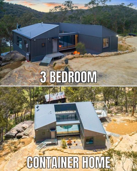 3 Bedroom Container Home Shipping Container Homes Australia, Container Homes Australia, Cargo Container House, Shipping Container Home Designs, Shipping Container House Plans, Container Buildings, Barndominium Ideas Interiors, Building A Container Home, Barndominium Ideas Floor Plans