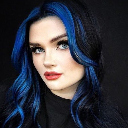 50 Trendy Money Piece Hair Ideas for 2023 - The Trend Spotter Blue Money Piece, Blue Money, Bright Blue Hair, Money Piece Hair, Blue Black Hair Color, Blue Black Hair, Dark Blue Hair, Black Hair Color, Hair Color Purple