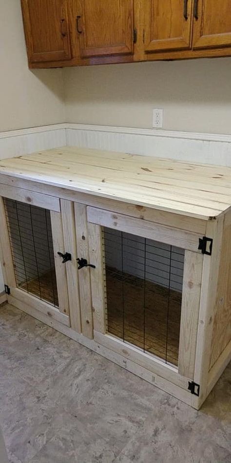 Indoor Dog Kennel, Wood Dog Crate, Diy Dog Crate, Dog Kennel Furniture, Diy Dog Kennel, Crate Diy, Dog House Diy, Dog Crate Furniture, Dog Area