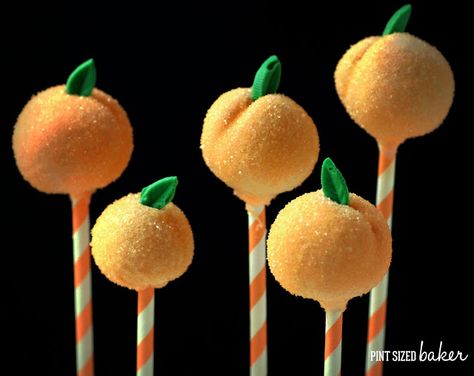 Peach Cake Pops Peach Cake Pops, Peach Treats, Baby Shower Kuchen, Fall Cake Pops, Truffles Recipes, Pastel Desserts, Pop Ideas, Delicious Clean Eating, Peach Cake