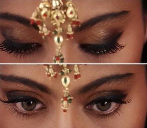 Kajal. #KKHH Kajal Eyes Aesthetic, Kajal Aesthetic, Kajal Eyes, 70s Eye Makeup, Desi Makeup, Pallet Color, Bollywood Makeup, South Asian Aesthetic, Makeup And Hairstyles