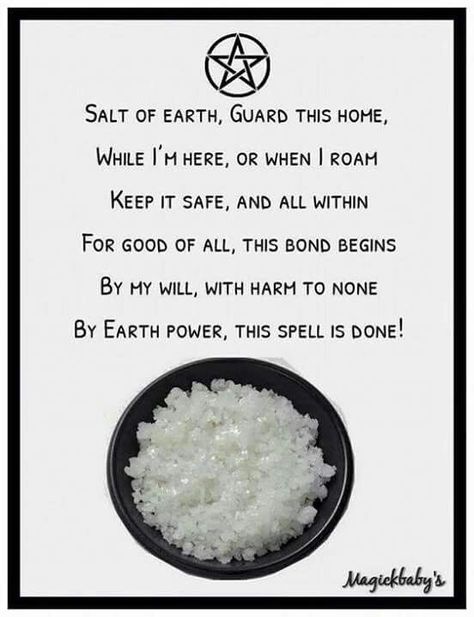 Salt spell for the home, protection spell Earth Powers, House Blessing, Wiccan Witch, Magick Spells, Wiccan Spell Book, Witchcraft Spell Books, Witch Spell Book, Witch Spell, White Witch