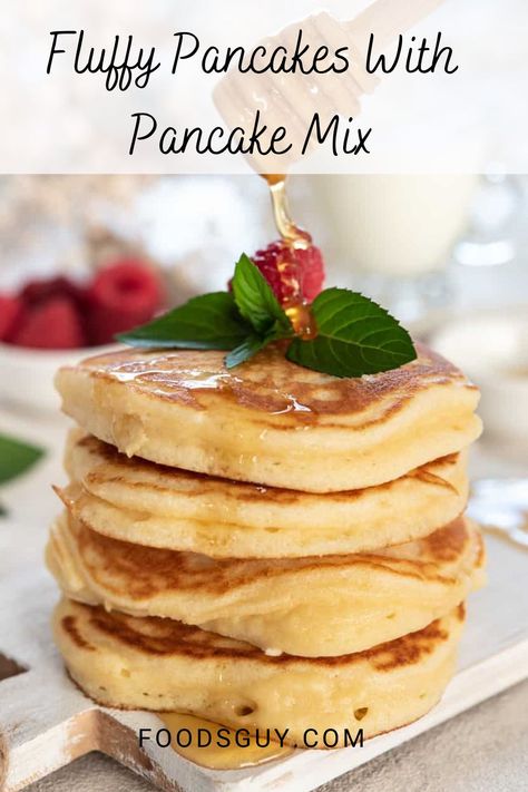 Pancake Mix Pancakes, How To Spice Up Box Pancakes, Bus Quick Pancake Recipe, How To Improve Box Pancakes, Bus Quick Pancakes, How To Doctor Up Box Pancakes, Pancakes With Pancake Mix Recipe, Pancake Box Mix Better, Make Pancake Mix Better