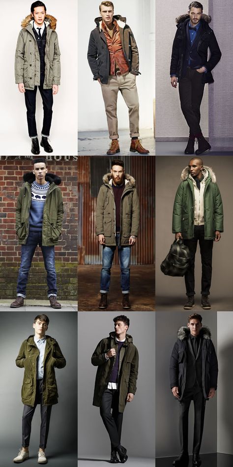 Parka Outfit Men, Parka Outfit, Military Trends, Outfits Men Streetwear, Lookbook Inspiration, Men Parka, Mens Parka, Winter Outfits Men, Mode Casual