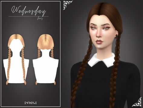 Wednesday Hair, Cassie Hair, Wednesday Addams Dress, Sims 4 Tsr, Pelo Sims, Hairstyle Names, Sims 4 Characters, Sims4 Clothes, Sims Hair