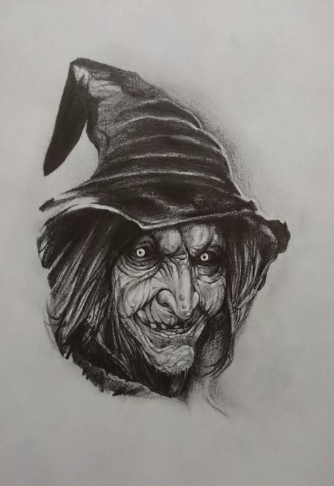 Dark Witch Drawing, Tattoo Art Drawings Sketches, Wörter Tattoos, Evil Skull Tattoo, Badass Drawings, Baba Jaga, Witch Drawing, Scary Drawings, Evil Tattoos