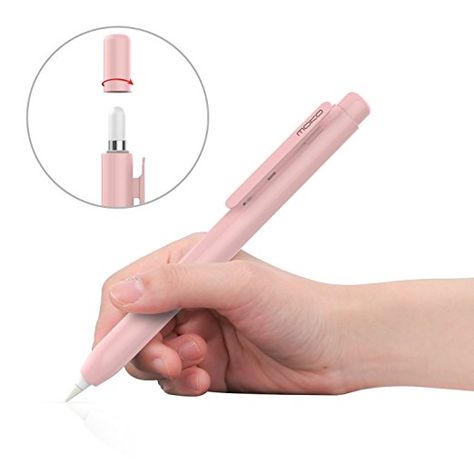 MoKo Protective Case for Apple Pencil - Pencil Case Holder with Built-in Clip, Spring Button, Retractable Tip Protection and Secures Cap for iPad Pro 9.7" 12.9" Apple Pencil, PINK Apple Pencil Case, Pencil Accessories, Ipad Pro Apple Pencil, Apple Pen, Round Pen, Ipad Accessories, Apple Ipad Pro, Stylus Pen, New Ipad