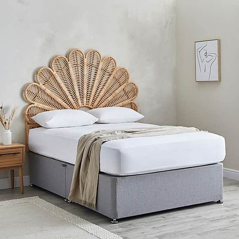 Cane Rattan Wicker Headboard | Dunelm Cane Headboard Bedroom, Rattan Bedroom Ideas, Cane Headboard, Rattan Bedroom, Scandi Bedroom, House Bedroom Ideas, Japandi Bedroom, Wicker Headboard, Rattan Design