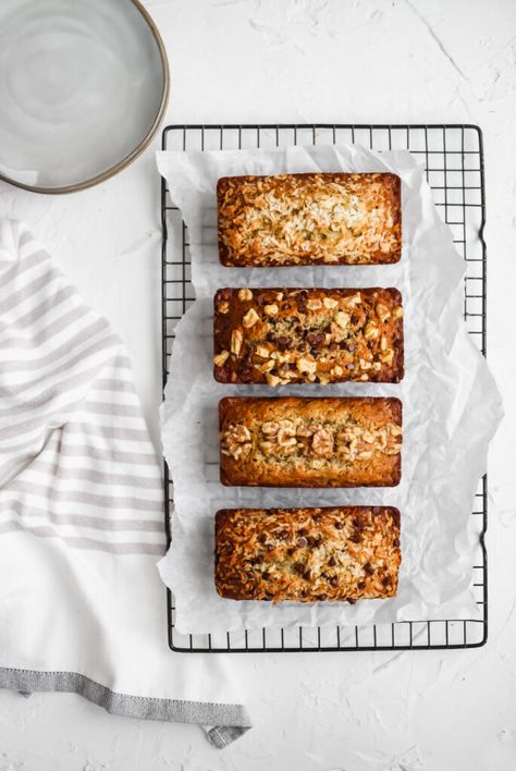 Mini Banana Breads - Run to the Table Mini Banana Bread Loaves, Banana Bread Loaves, Mini Banana Bread, Leftover Bananas, Nuts And Chocolate, Bread Banana, Banana Bread Loaf, Mini Loaves, Bread Loaves