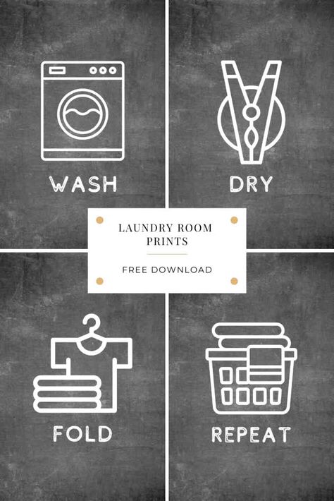 Laundry Sign Ideas, Wash Dry Fold Repeat Sign, Laundry Room Signs Diy Free Printable, Laundry Signs Diy, Laundry Room Signs Diy, Laundry Room Ideas Decor, Diy Laundry Room Ideas, Visual Drawing, Laundry Room Printables