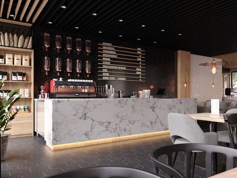 Coffee Shop Counter, Home Bar Counter, Modern Coffee Shop, Bar Counter Design, Bedroom Inspirations Minimalist, Coffee Bar Design, Air Clay, Coffee Shop Interior Design, Coffee Shop Bar