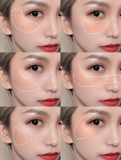 Cheek makeup to give you a good look. Membentuk Alis, Asian Makeup Tutorials, Korean Makeup Tips, Mekap Mata, Makeup Tip, Cheek Makeup, Korean Eye Makeup, Makeup Artist Tips, Makeup Help