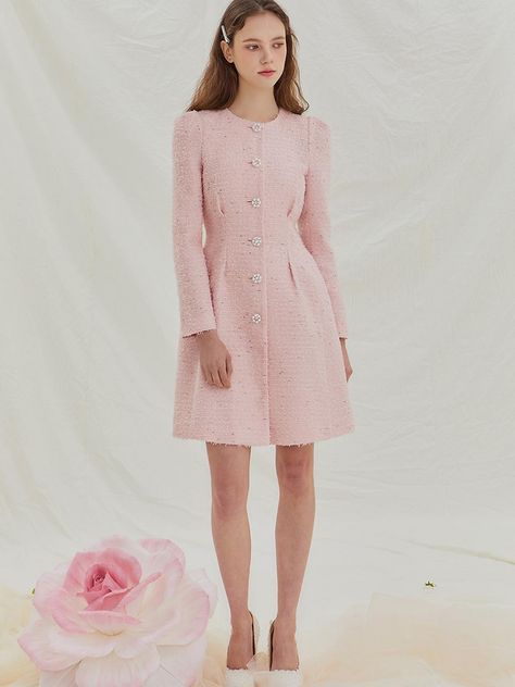 Designer fashion, Seoul-fully created | W Concept Tweed Dress Outfit Classy, Chanel Tweed Outfit, Tweed Dress Outfit, Zara Tweed Dress, Tweed Outfits, Softgirl Outfits, Preppy Chic Outfits, Custom Wardrobe, Tweed Fashion