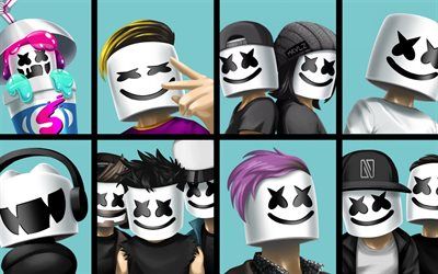 DJ Marshmello, art, portrait, white hat, American DJ Marshmello Dj, Marshmello Wallpapers, Dj Marshmello, Dj Art, Progressive House, Download Cute Wallpapers, Music Wallpaper, Dubstep, Cute Anime Wallpaper