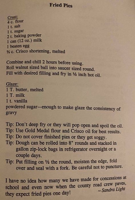 Old Recipes That Stir Childhood Memories Old Recipes Vintage, Old Southern Recipes, Old Time Recipes, Fruit Hand Pies, Homemade Chocolate Pie, Baking Soda Substitute, Holiday Treats Recipes, Favorite Pie Recipes, Pie Baking