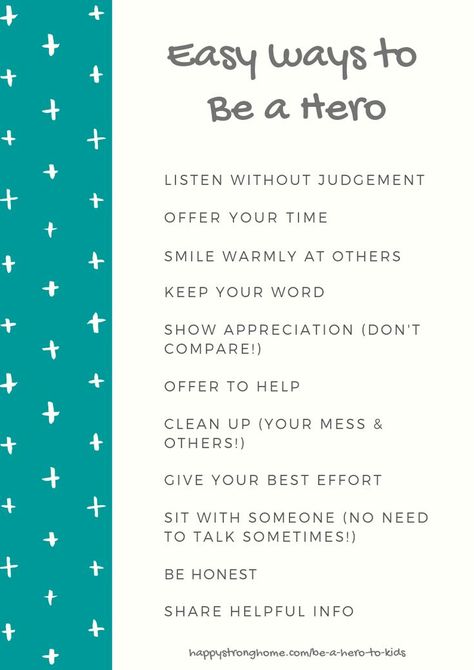 Kids want to BE heroes - and they want to see their parents as heroes too! Here's the #1 way (I think) to be a hero for your kids! So they can learn to be heroes too! Print this list and challenge yourself to do everything on the list! PLUS: I have a great option to help you be a hero and help children receive a child medical grant from UHCCF. Be a hero! #medicalgrant #financialhelp #parenting #health #helpingkids #sponsored What Makes A Hero, What Is A Hero, Hero Quotes, How To Make Something, Mom Truth, Parenting Boys, Confidence Kids, Parenting Ideas, Hero Poster