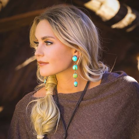 Our best selling waterfall earrings, and boar cashmere poncho ready to ship! Tap to shop! Earrings $398 listed at britwest.net Cowboys Hats, Vintage Turquoise Jewelry, Waterfall Earrings, Hats Summer, Popular Earrings, Vintage Leather Belts, Turquoise Jewelry Native American, Southwest Jewelry, Native American Turquoise