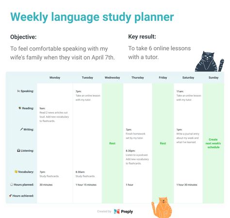 Weekly language learning study planner English Study Schedule, Learning French Study Plan, Schedule To Learn English, Schedule For Learning A Language, English Study Planner, Weekly Language Study Planner, English Self Study Schedule, Language Self Study Plan, Language Learning Schedule Ideas