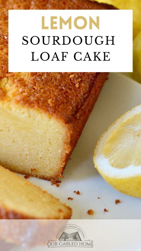 This easy sourdough lemon cake is perfect for the summer. The addition of sourdough gives it a deeper taste and moist texture. Lemon Sourdough Cake, Sourdough Lemon Pound Cake, Sourdough Lemon Recipes, Sourdough Discard Lemon Cake, Sourdough Cakes Recipes, Sourdough Discard Lemon Loaf, Lemon Sourdough Bread, Sourdough Lemon Loaf, Sourdough Lemon Cake