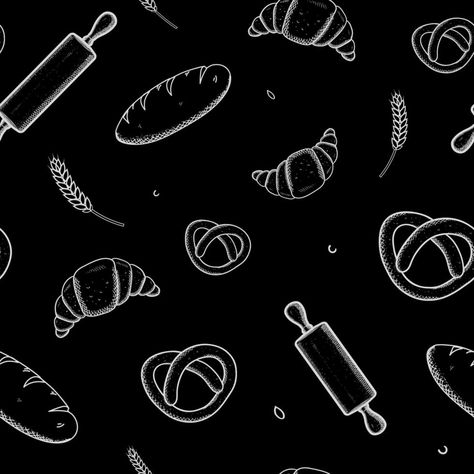 Hand drawn seamless pattern sketches on chalkboard of bread and bakery products Bakery Pattern, Pattern Sketch, Bakery Products, Europe Trip, Bake Sale, The Hand, Seamless Pattern, Chalkboard, Seamless Patterns