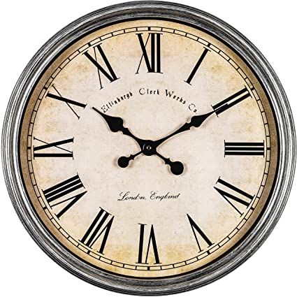 Amazon.com: Bernhard Products Large Decorative Wall Clock 20 Inch Silent Non Ticking Battery Operated Quartz Vintage Stylish with Rustic Silver Rim for Home Living Room Dining Room Kitchen & Over Fireplace: Home & Kitchen Large Wall Clock Decor, Extra Large Wall Clock, Decorative Wall Clock, White Rims, Cat Bed Furniture, Dog Furniture, Large Wall Clock, Rustic White, Dining Room Kitchen