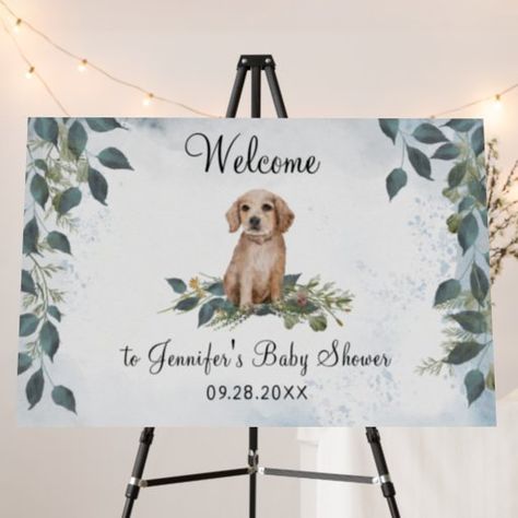 Golden Retriever Baby Shower Theme, Dog Theme Baby Shower Ideas, Puppy Themed Baby Shower Ideas, Dog Themed Baby Shower Ideas, Puppy Shower Ideas, Puppy Baby Shower Theme, Dog Baby Shower Theme, Puppy Nursery Theme, Watercolor Puppy