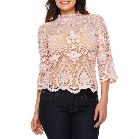 Bold Elements Bell Sleeve Mock Neck Lace Blouse High Neck Lace Blouse, Lace Bell Sleeve Top, Lace Collar, Neck Lace, Only Fashion, Lace Blouse, Bell Sleeve, Mock Neck, Sleeve Styles