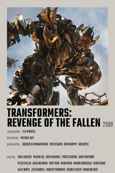 Fallen Movie Poster, Shia Labeouf Megan Fox, Fallen Movie, Transformers Poster, Transformers Revenge Of The Fallen, John Turturro, Hugo Weaving, Revenge Of The Fallen, Michael Bay