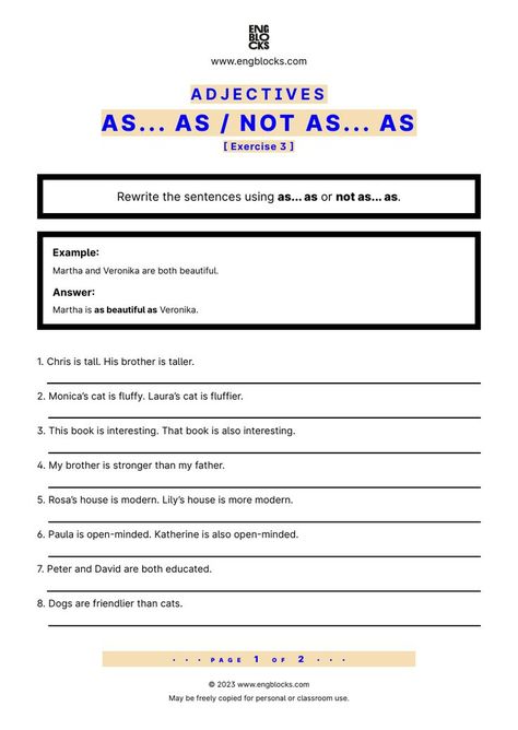 #english #englishgrammar #adjectives #esl #eslworksheet #adjectivesworksheet #adjectivesinenglish #engblocks #eslwebsite As As Worksheets, Degrees Of Comparison Worksheets, Comparatives And Superlatives Worksheets, Comparison Of Adjectives, Prepositions Worksheets, Adjectives Exercises, Comparatives And Superlatives, Adjectives Worksheet, Degrees Of Comparison