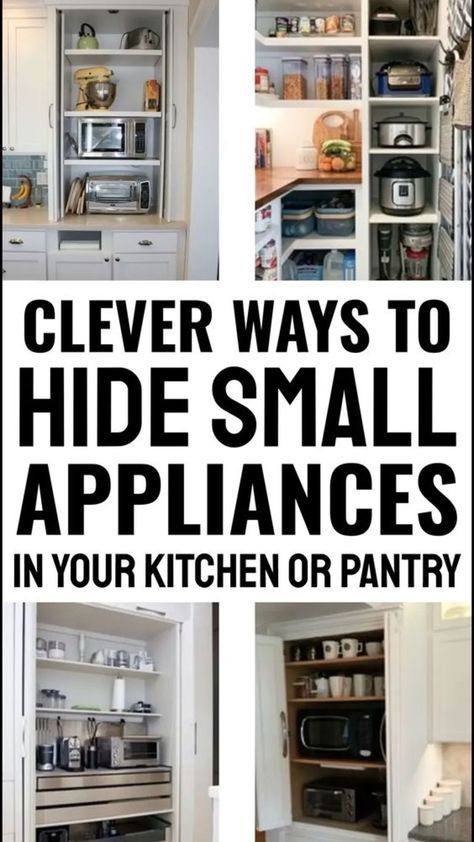 Kitchen Appliance Shelf Ideas, Appliances In Pantry Shelves, Store Appliances In Pantry, Pantry Organization Small Appliances, Pantry Storage For Appliances, How To Store Appliances In Pantry, Kitchen Pantry For Appliances, Pantry Organization Ideas For Small Appliances, Diy Small Appliance Cabinet