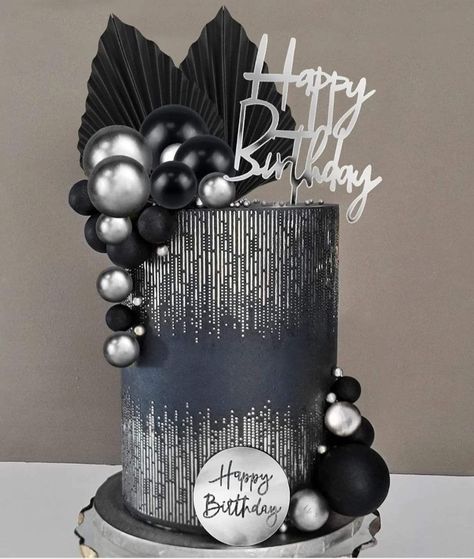 Cakes For 50th Birthday, Black Cake, 50th Birthday Cake, 50th Birthday, Cake, Birthday, Grey, Silver, Quick Saves