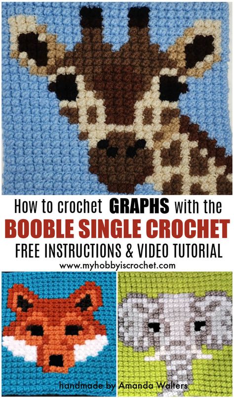 My Hobby Is Crochet: How to Crochet Graphs with the Bobble Single Crochet Stitch: Instructions & Video Tutorial | Bobble Stitch Giraffe Block Graph | Wildlife (Bobble) Graphghan Bobble Stitch Crochet Blanket, Graphghan Crochet, Crochet Graph Patterns, Crochet C2c Pattern, C2c Crochet Pattern Free, Bobble Stitch Crochet, Bobble Crochet, Crochet Graphs, Graph Patterns