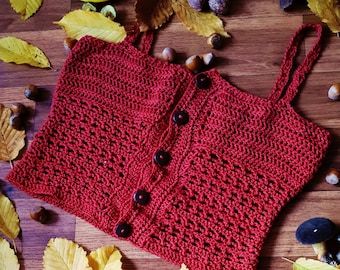 Crochet Pour Halloween, Beau Crochet, Crochet Button, Crop Top For Women, Fall Crochet, Crochet Tank Top, Crochet Fall, Crochet Fashion Patterns, Crochet Tank