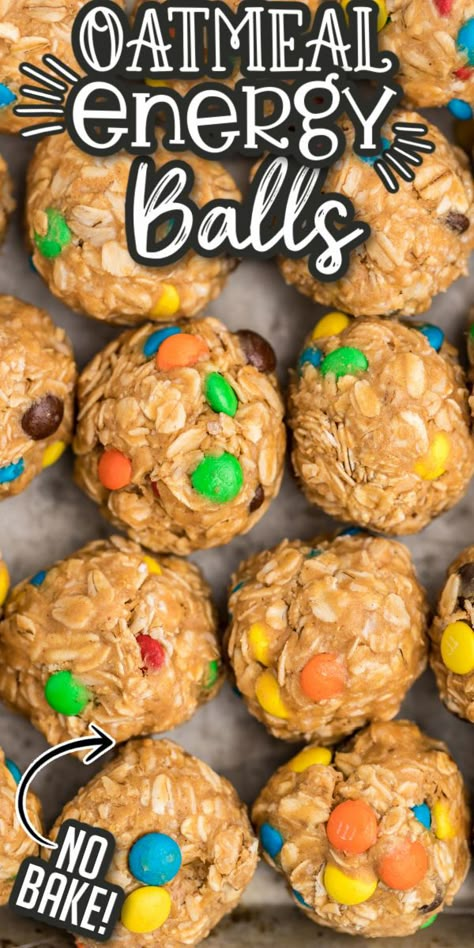 Protein Balls 4 Ingredient, Monster Cookie Oatmeal Energy Balls, Peanut Butter M M Balls, Oatmeal Protein Balls Energy Bites, Peanut Butter Oatmeal Energy Balls, Protein Balls M&m, 4 Ingredient Energy Balls, M&m Energy Balls, Engery Bites Energy Balls