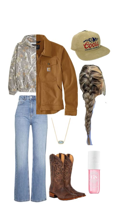 #outfitinspo #winter #countrygirl Wester Winter Outfits, Country Outfits For School Spirit Week, Hunting Outfits For Women Country, Cute Western School Outfits, Winter Country Girl Outfits, Warm Cowgirl Outfits, Southern Outfits Winter, Mountain Cowgirl Outfits, Soft Country Outfits