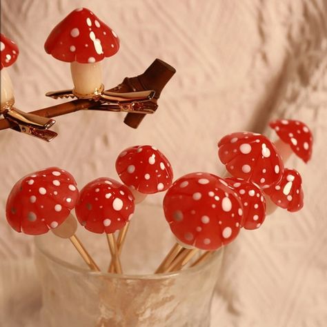 Mushroom Hair Clip, Mushroom Wand, Mushroom Cosplay, Diy Mushrooms, Hanfu Hair Accessories, Hanfu Hair, Small Mushroom, Mushroom Hair, Chinese Hairpin