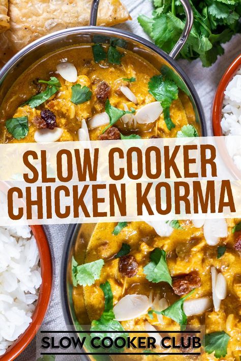 Easy Dump And Go Crockpot, Stroganoff Chicken, Slow Cooker Chicken Korma, Curry Slow Cooker, Dump And Go Crockpot, Slow Cooker Curry Recipes, Easy Delicious Meals, Chicken Korma Recipe, Slow Cooker Curry