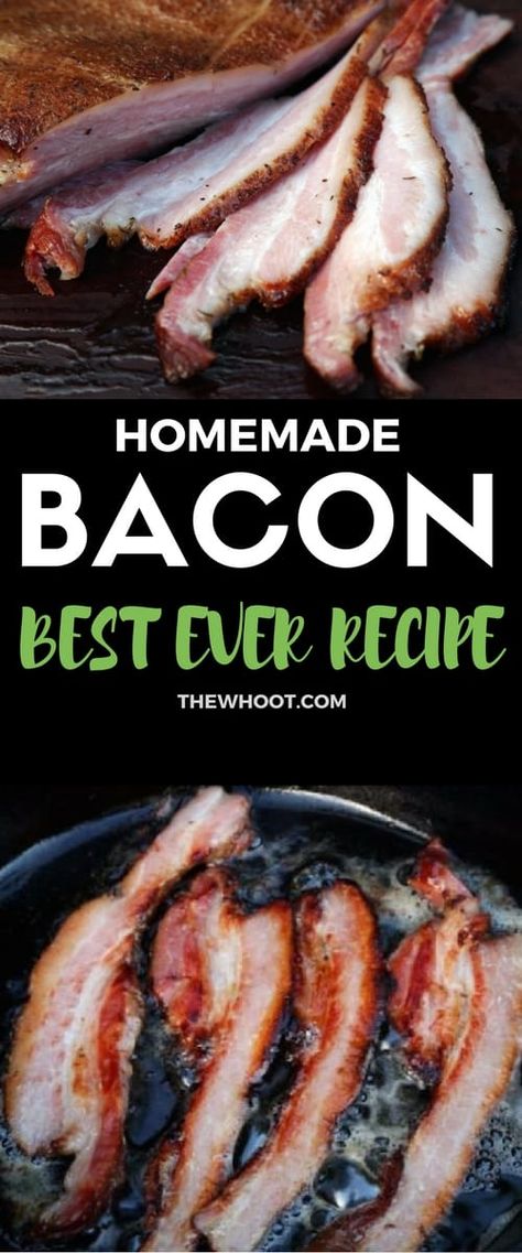 Homemade Bacon Recipe Easy Video Instructions Bacon Rub Recipe, Home Made Bacon, Smoked Bacon Recipes, Curing Bacon, Easy Bacon Recipes, Sausage Making Recipes, Bacon Seasoning, Homemade Bacon, Make Bacon